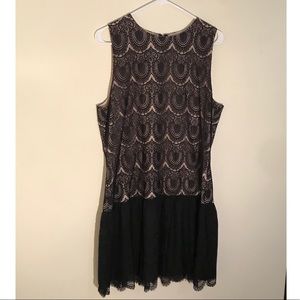 DKNY Black Lace Drop Waist Cocktail Dress